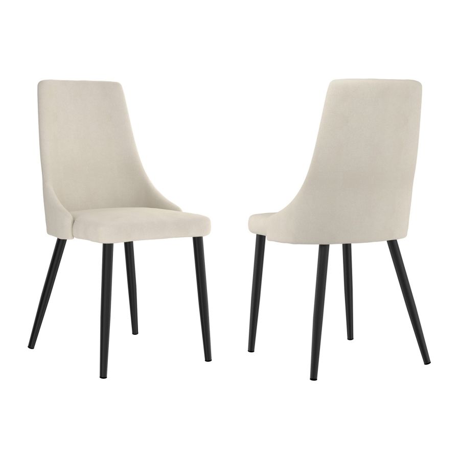 Stark/Venice 7pc Dining Set in Black with Beige Chair