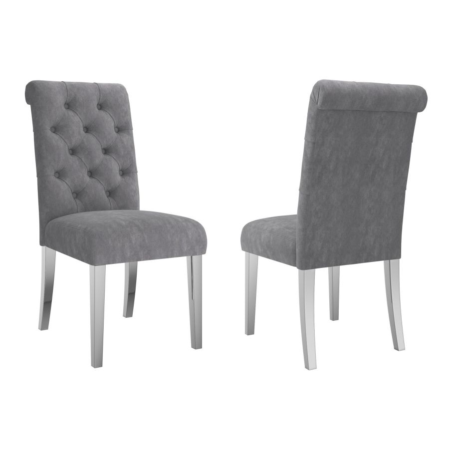 Napoli/Chloe 7pc Dining Set in Grey with Grey Chair 207-545GY/552GY