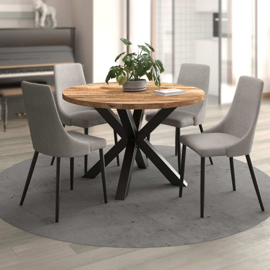 Arhan/Venice 5pc Dining Set in Natural with Grey Chair 207-580NT_536GRY