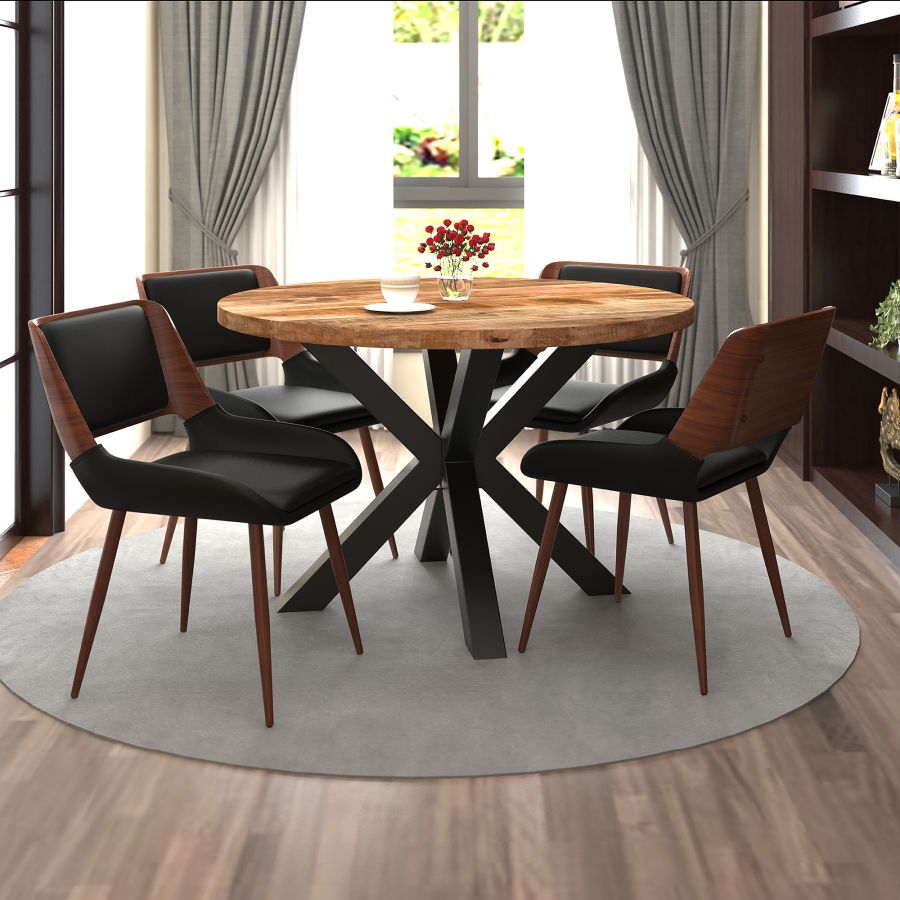 Arhan/Hudson 5pc Dining Set in Natural with Black Chair 207-580NT_582PUBK