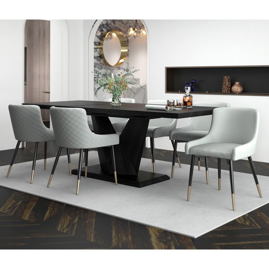 Eclipse/Xander 7pc Dining Set in Black with Light Grey Chair 207-860BLK_620LG