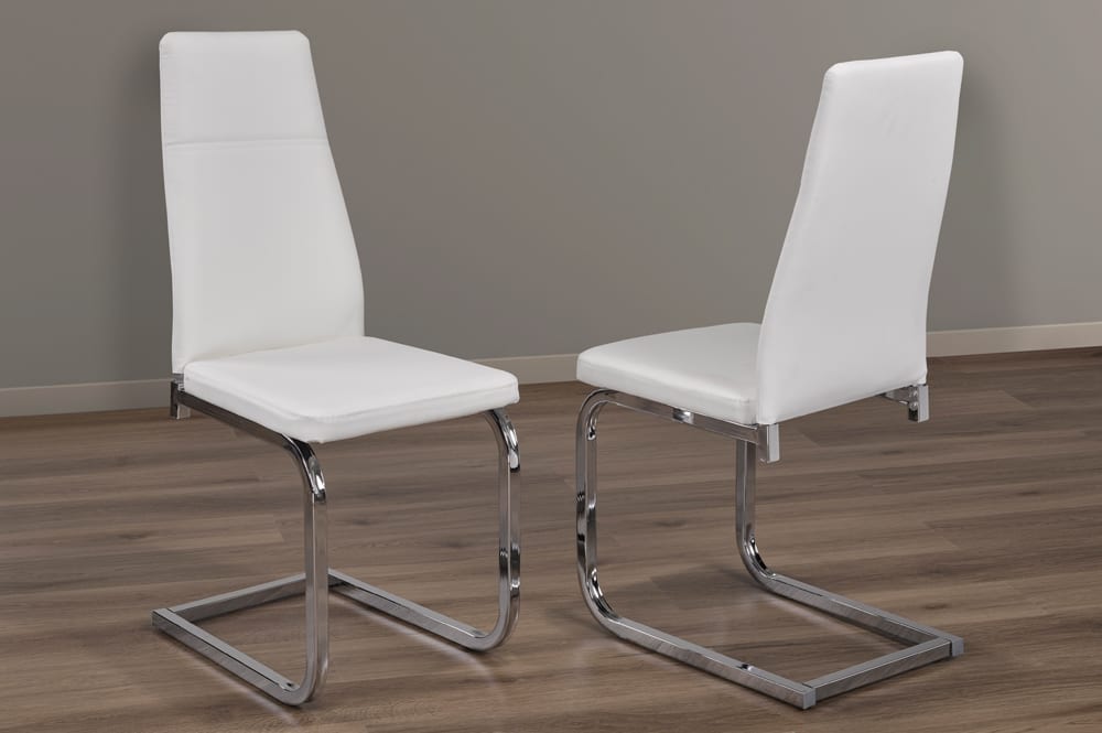 2 Piece Dining Chair White PU T210WC