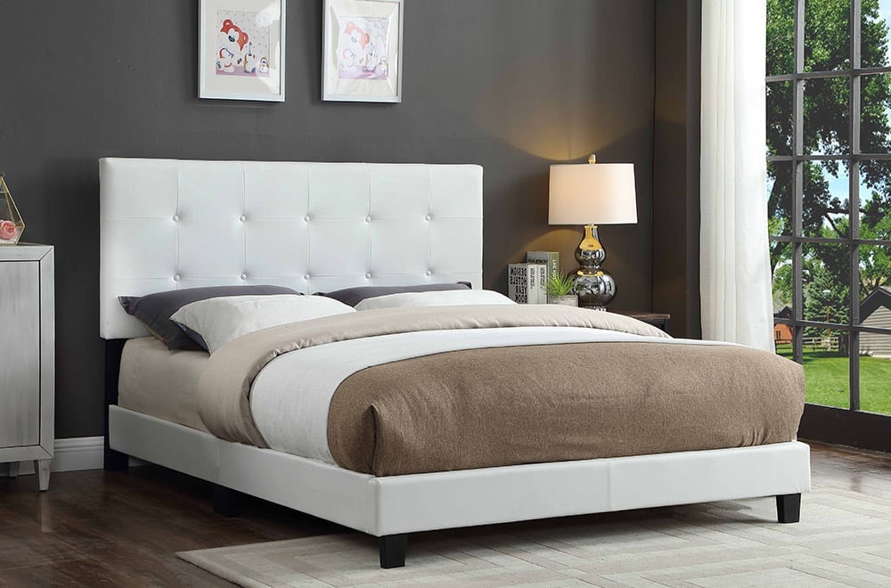 White Adjustable Headboard & Bed T2113