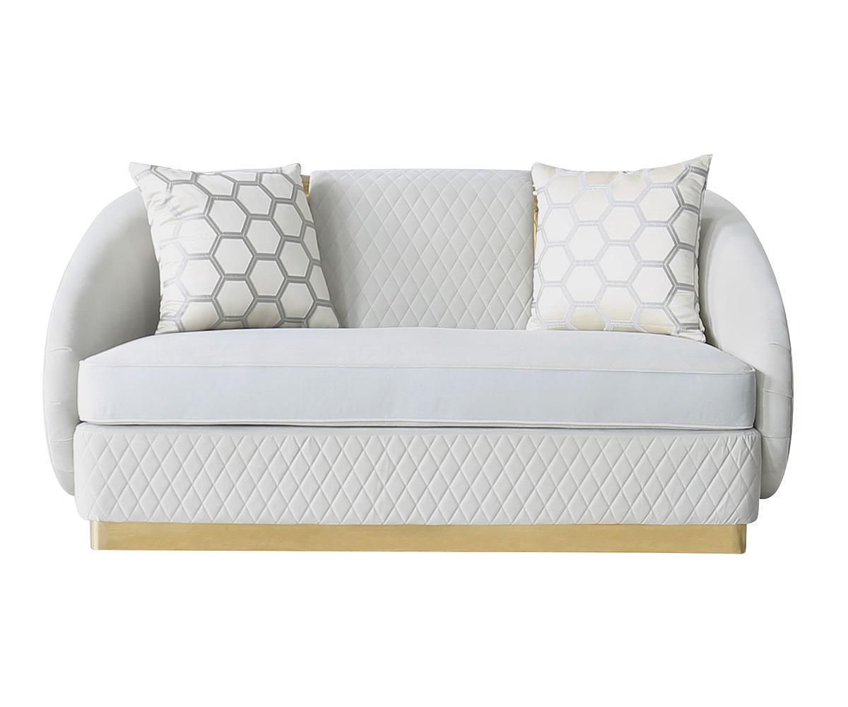 Grey Velvet Sofa Set with Throw Pillows 1361