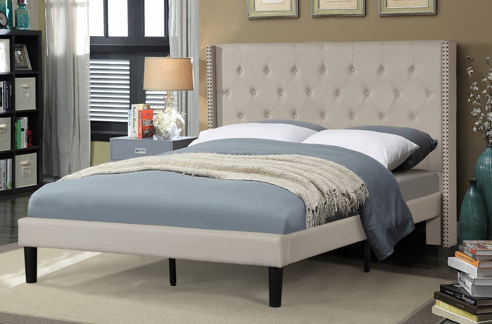 Beige Platform Bed T2352B