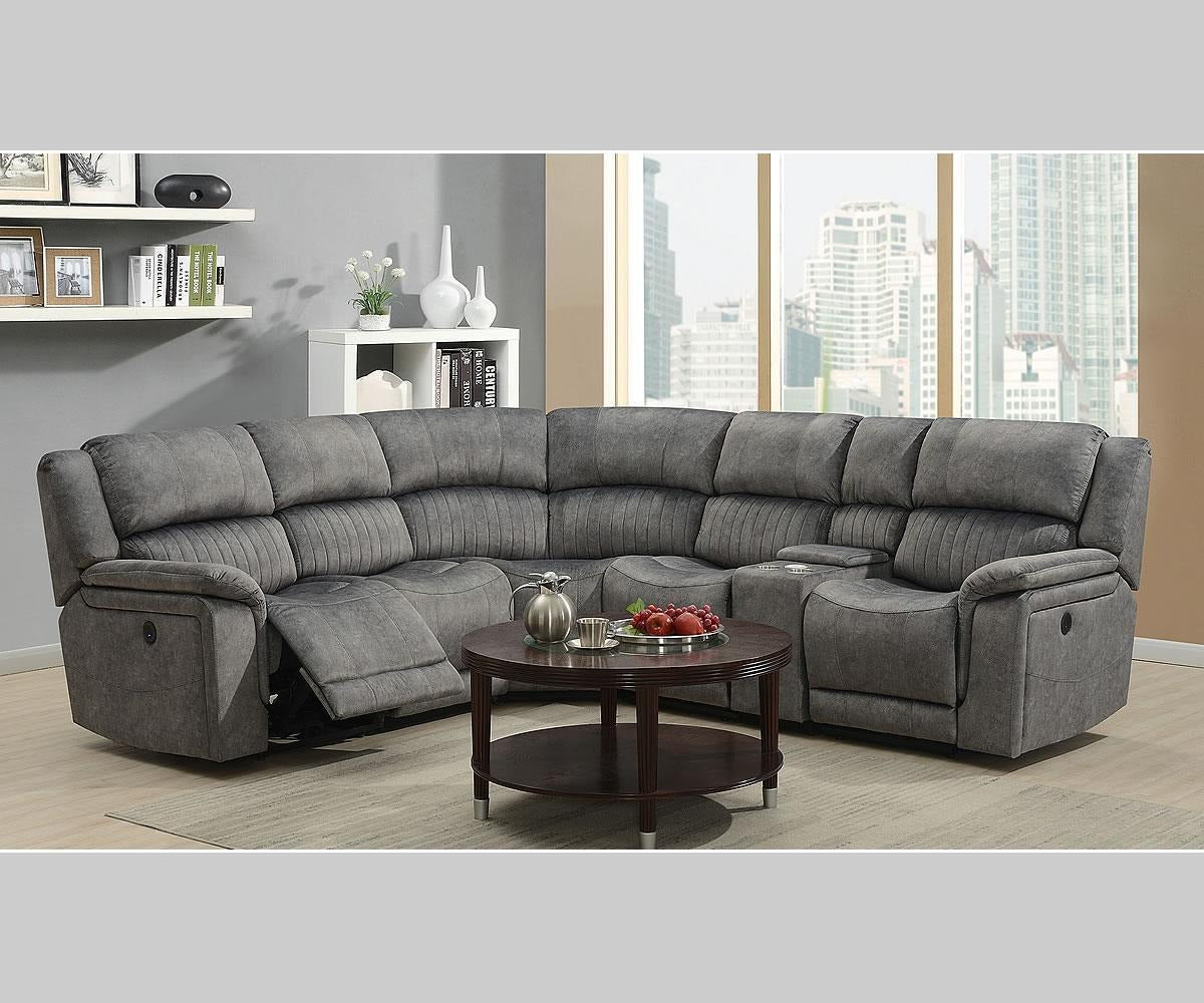 Gray fabric reclining online sectional