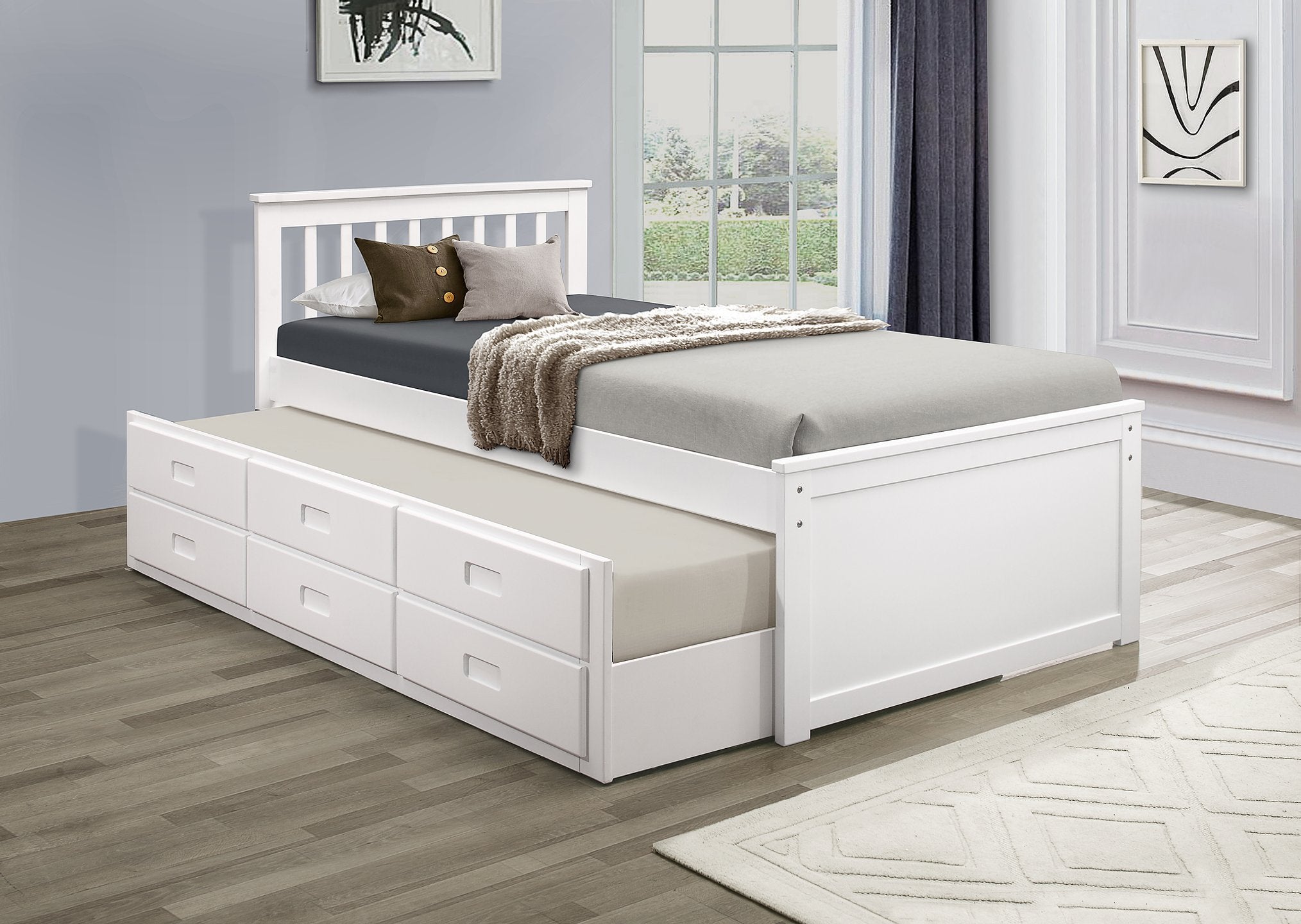 White Bed with Trundle Single  300