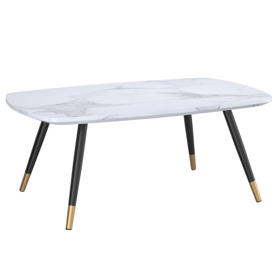 Emery Rectangular Coffee Table in White and Black 301-294REC-WT