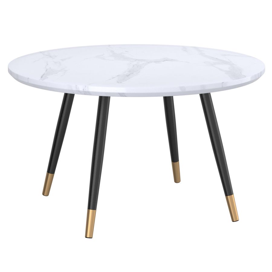 Emery Round Coffee Table in White and Black 301-294RND-WT