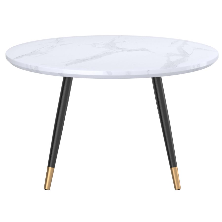 Emery Round Coffee Table in White and Black 301-294RND-WT