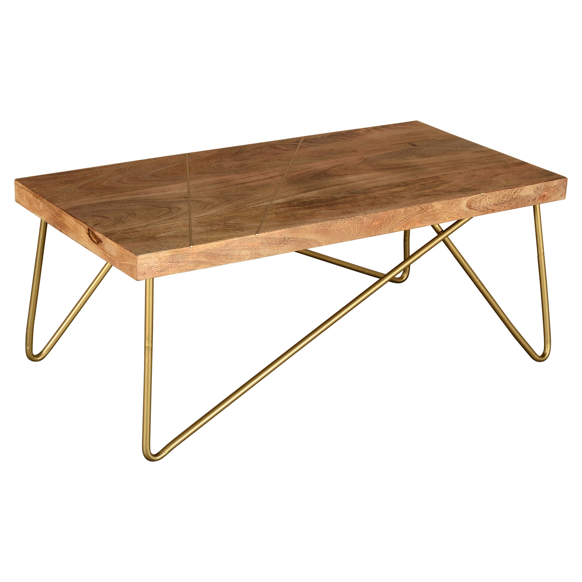Madox Coffee Table in Natural and Aged Gold 301-527NT