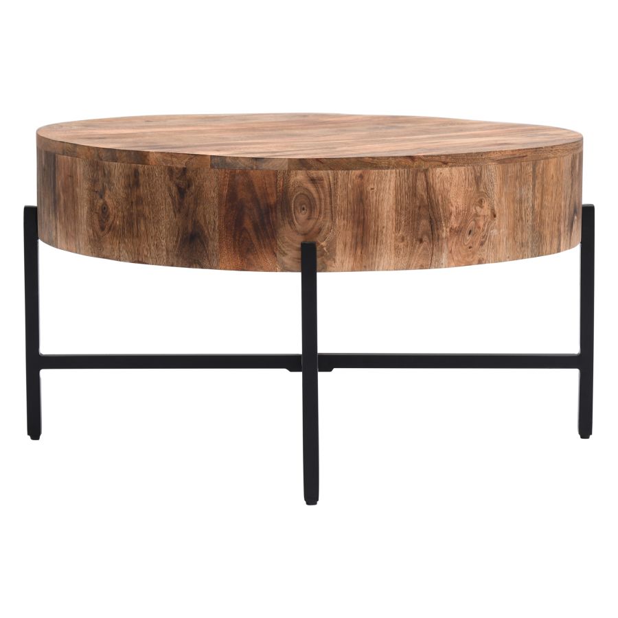 Blox Round Coffee Table in Natural and Black 301-528NAT