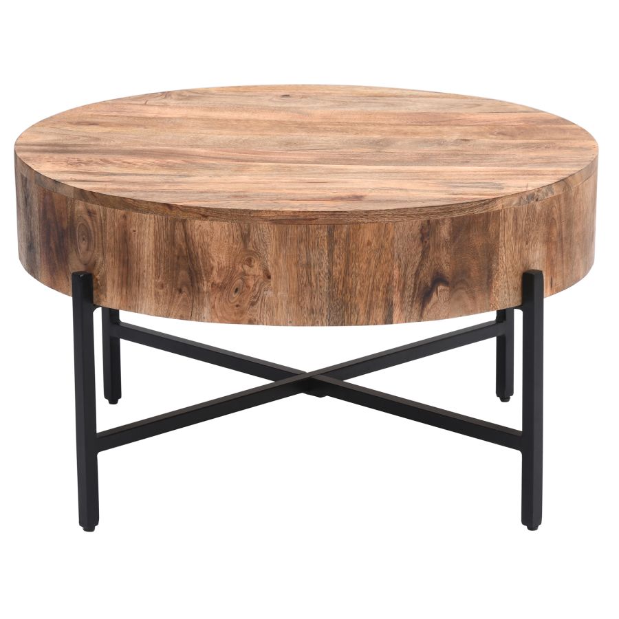 Blox Round Coffee Table in Natural and Black 301-528NAT