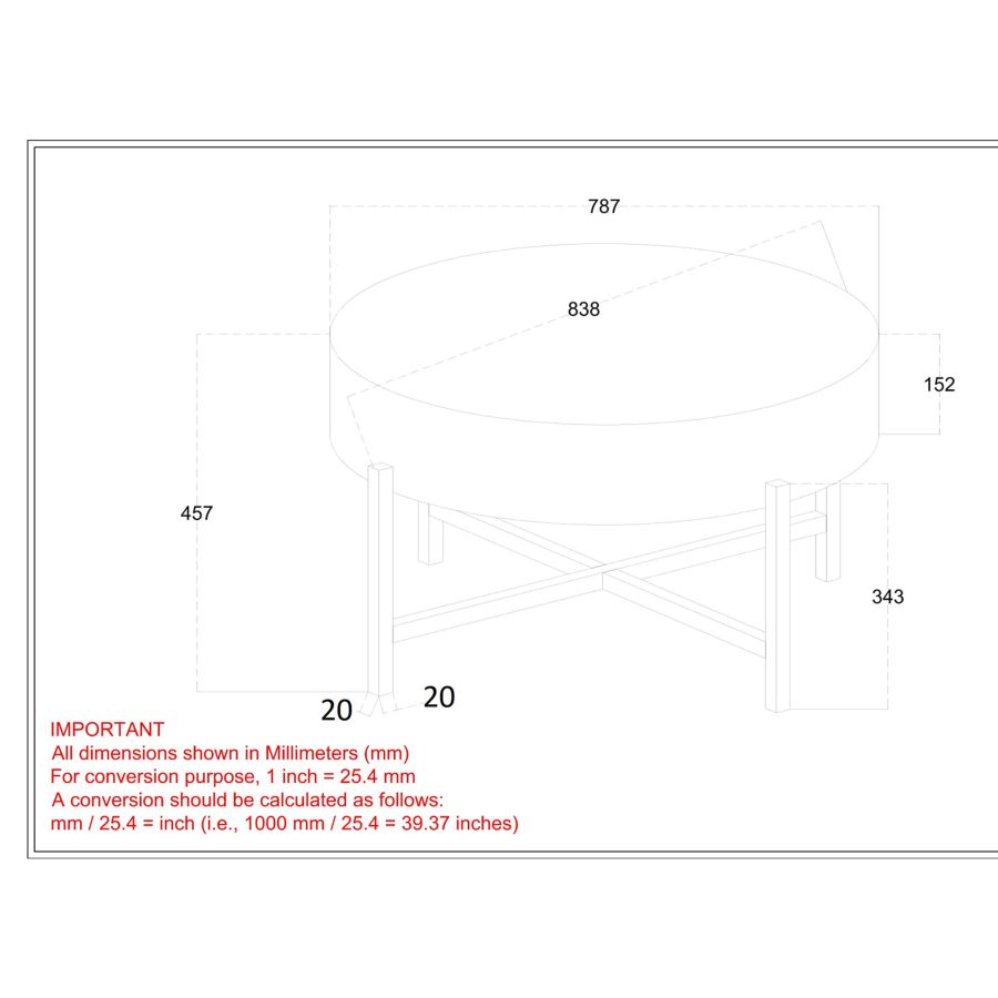 Blox Round Coffee Table in Natural and Black 301-528NAT