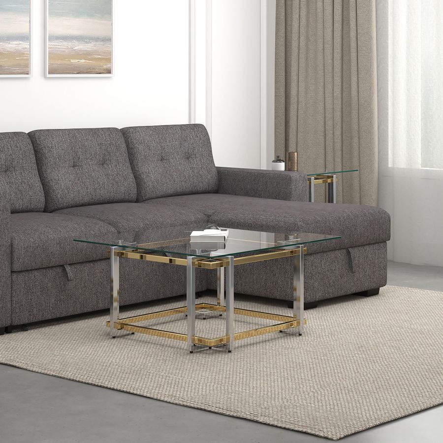 Florina Square Coffee Table in Silver and Gold 301-561SQU