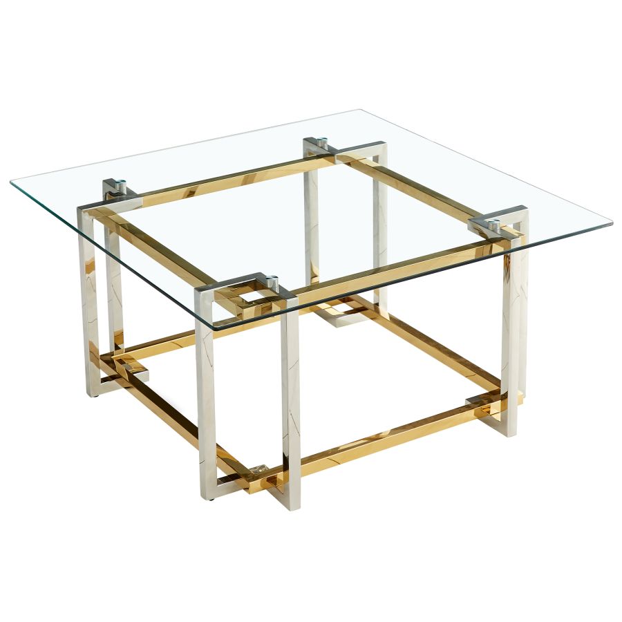 Florina Square Coffee Table in Silver and Gold 301-561SQU