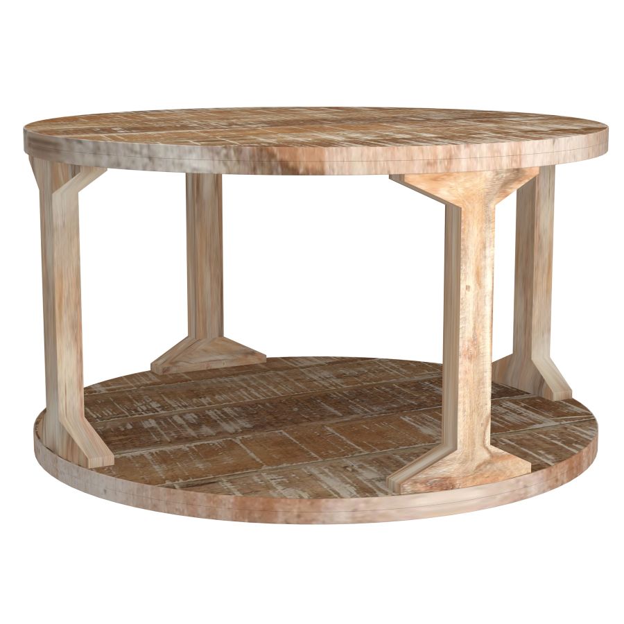 Avni Round Coffee Table in Distressed Natural 301-619NT