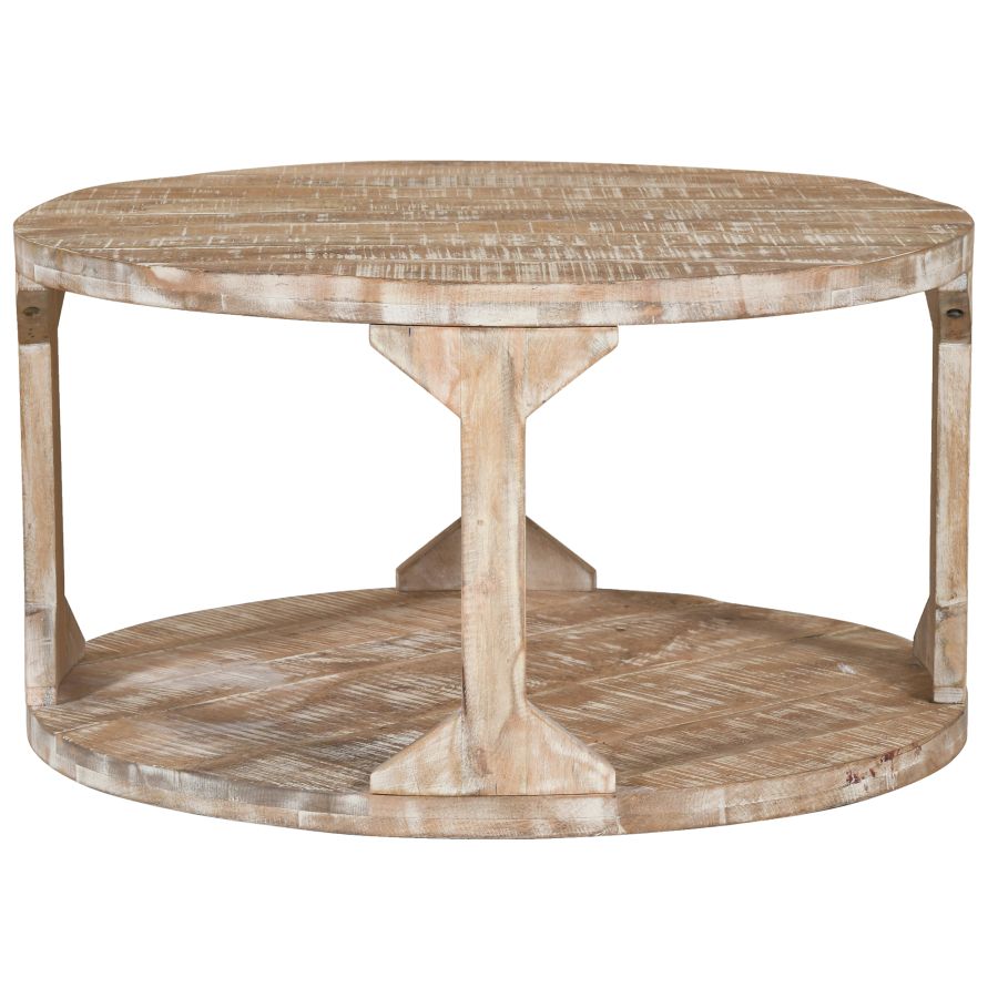 Avni Round Coffee Table in Distressed Natural 301-619NT