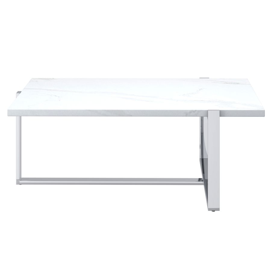 Veno Coffee Table in White and Silver 301-624WT_CH