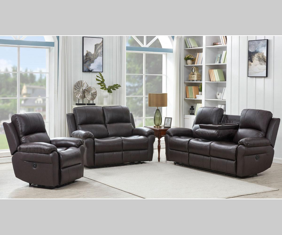 Danica Genuine Leather Power Recliner Sofa Collection Brown 7164