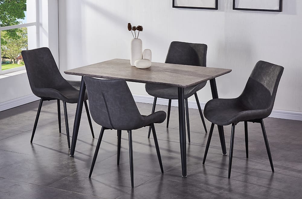 Concrete Look Dining Table With 4 Chairs T3310 / T280