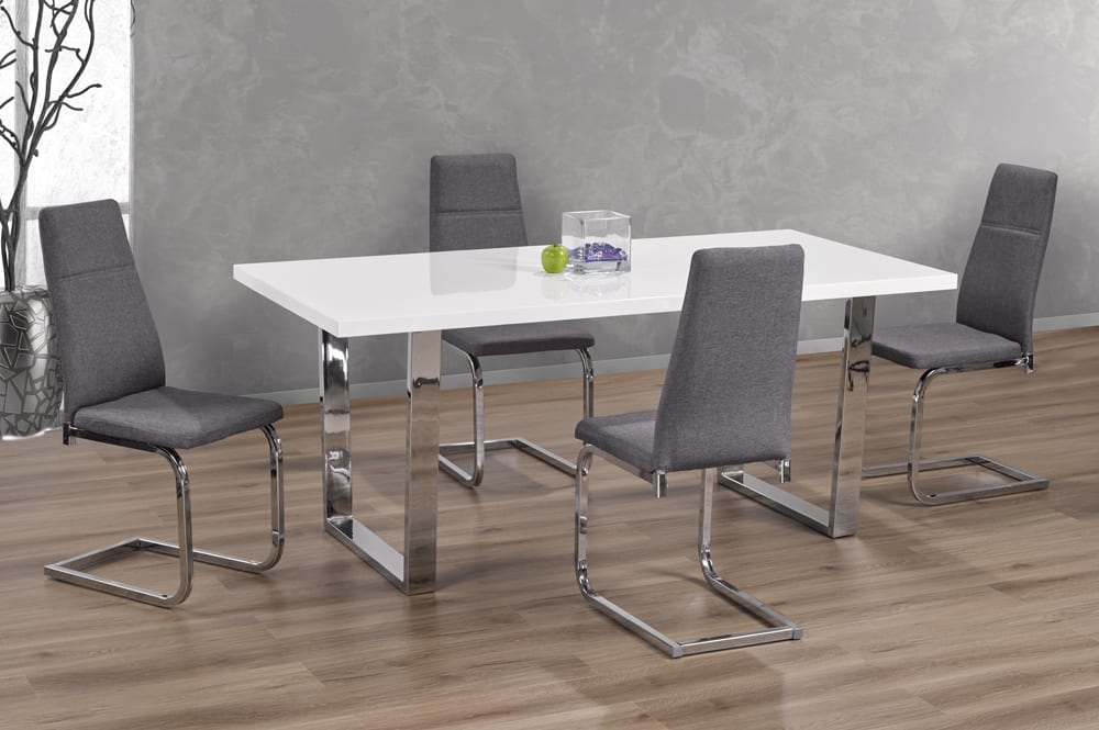 White Dining Table With 4 Chairs Grey 3360/210