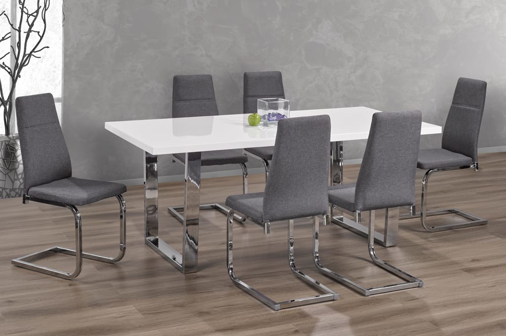White Dining Table With 4 Chairs Grey 3360/210