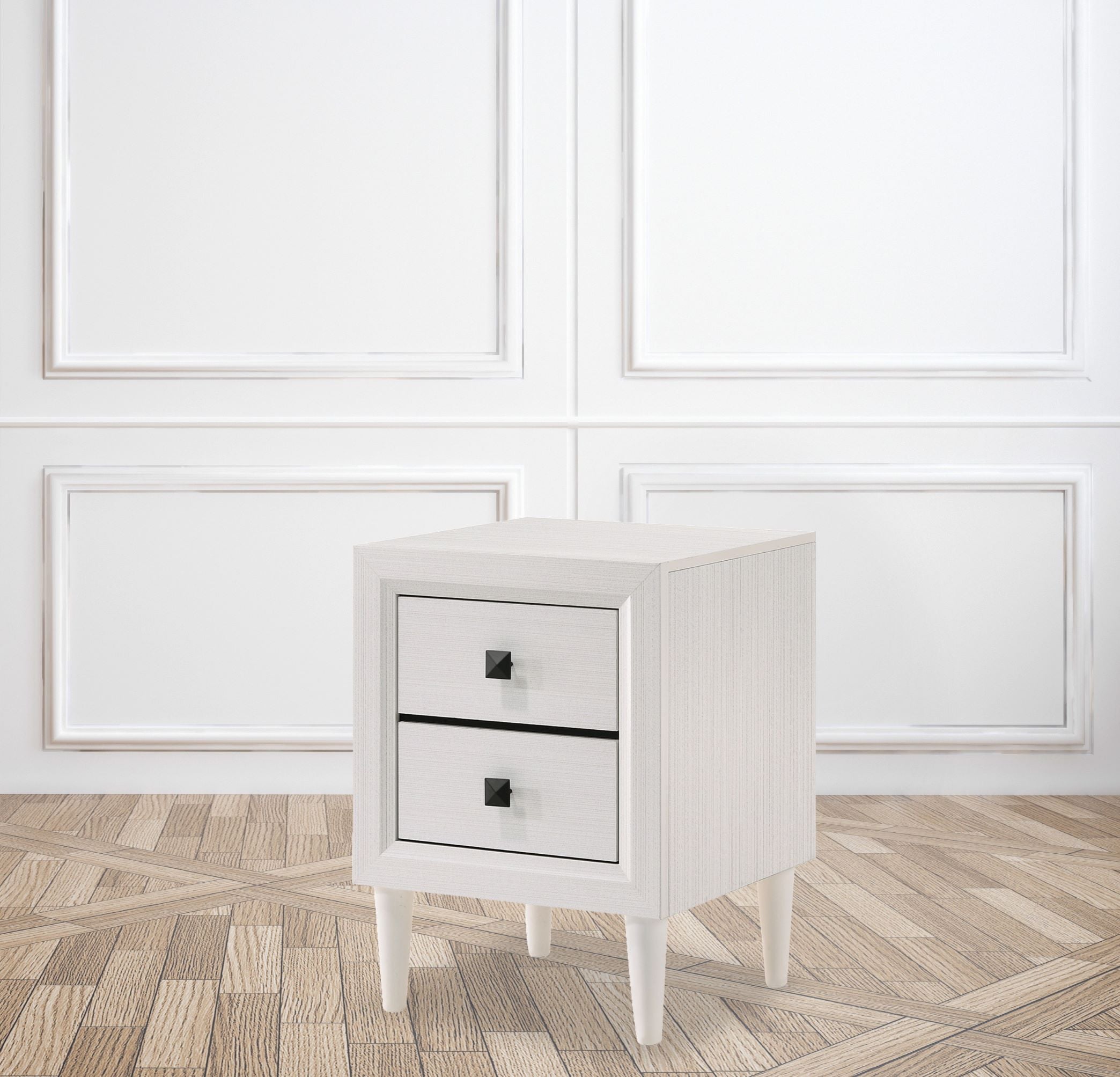 Pritti Nightstand with Two Drawers White 4593