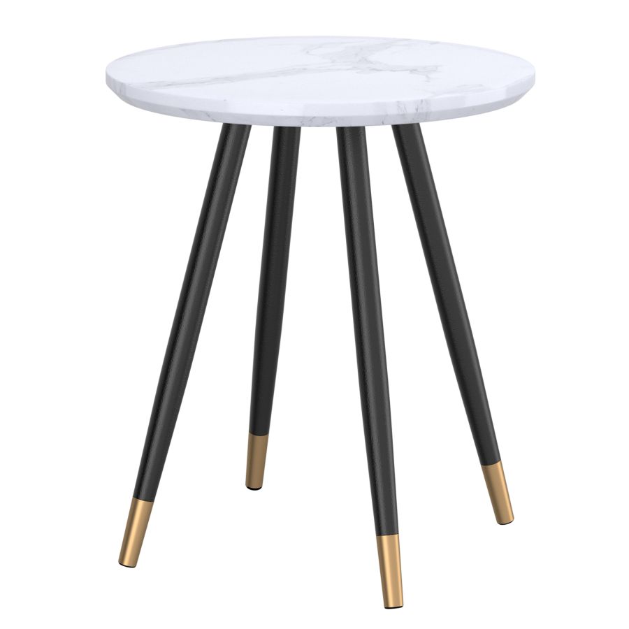 Emery Round Accent Table in White and Black 501-294WT