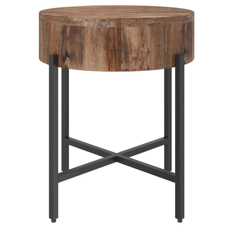 Blox Round Accent Table in Natural and Black 501-528NAT