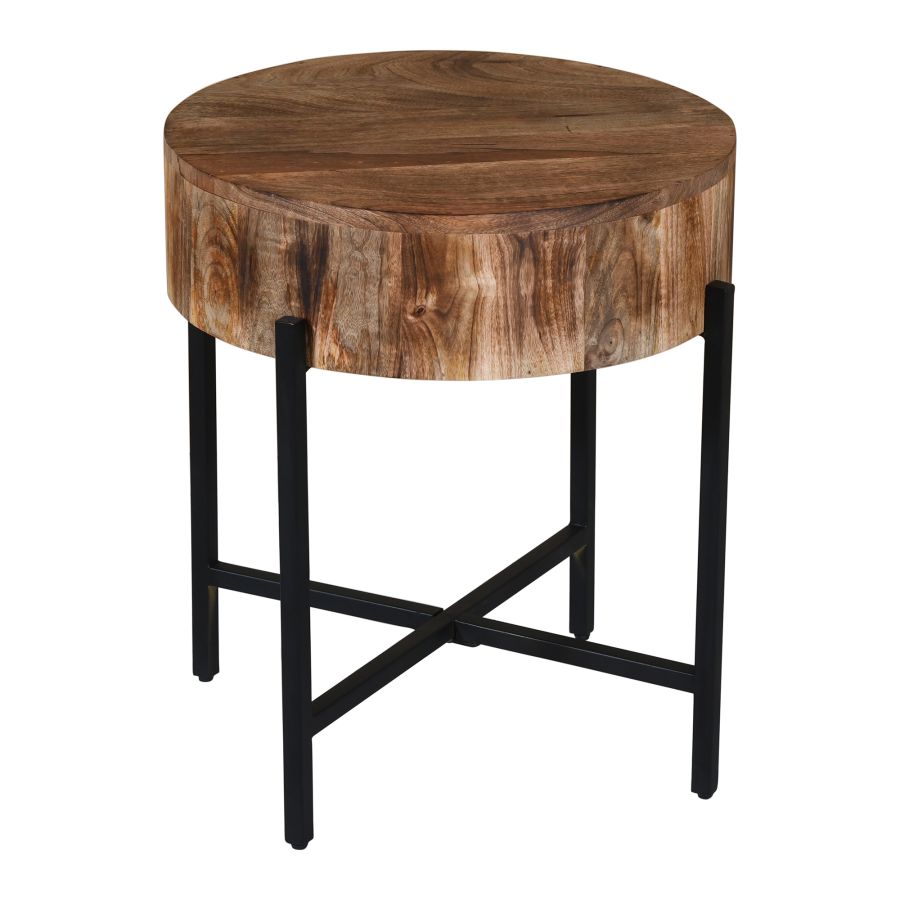 Blox Round Accent Table in Natural and Black 501-528NAT