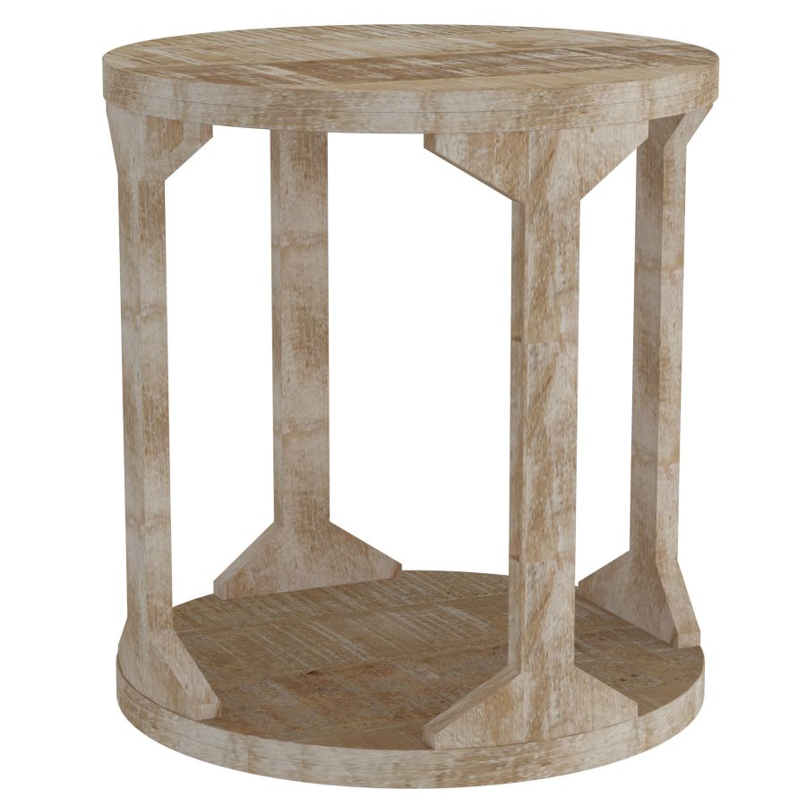 Avni Round Accent Table in Distressed Natural 501-619NT