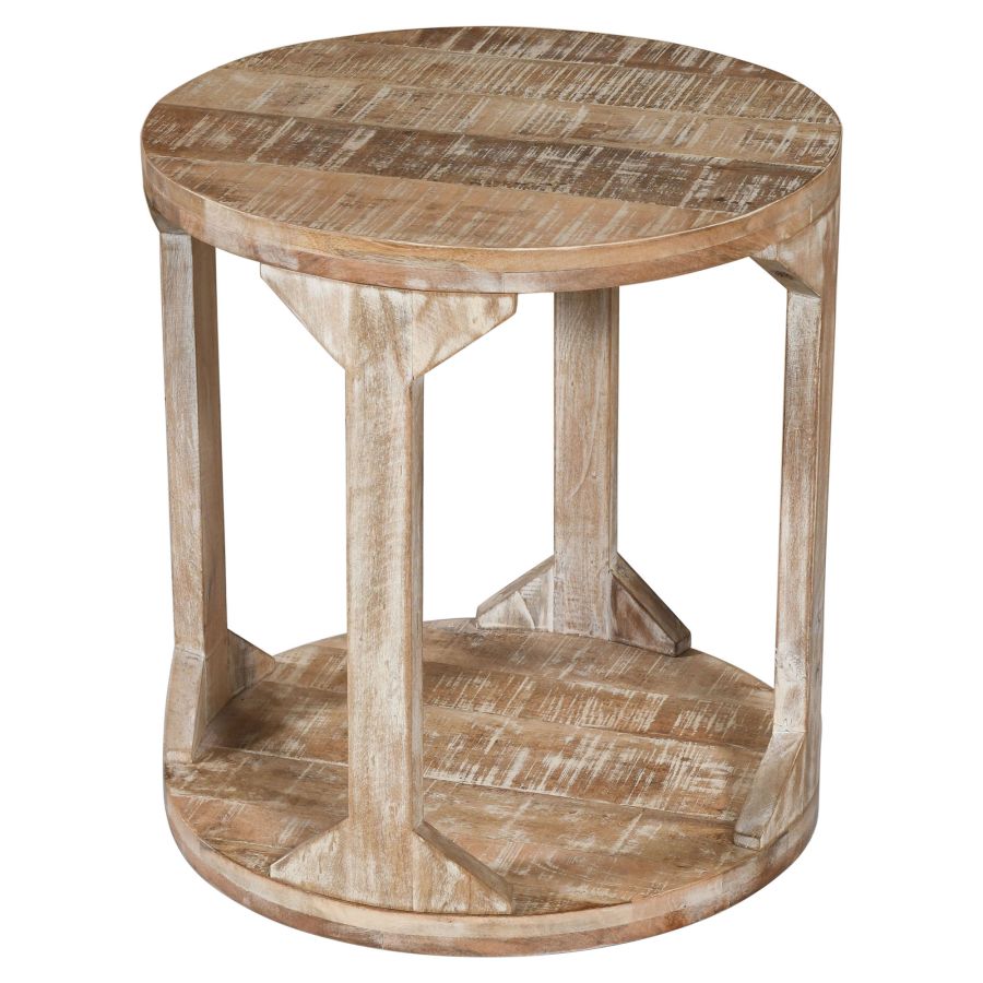Avni Round Accent Table in Distressed Natural 501-619NT