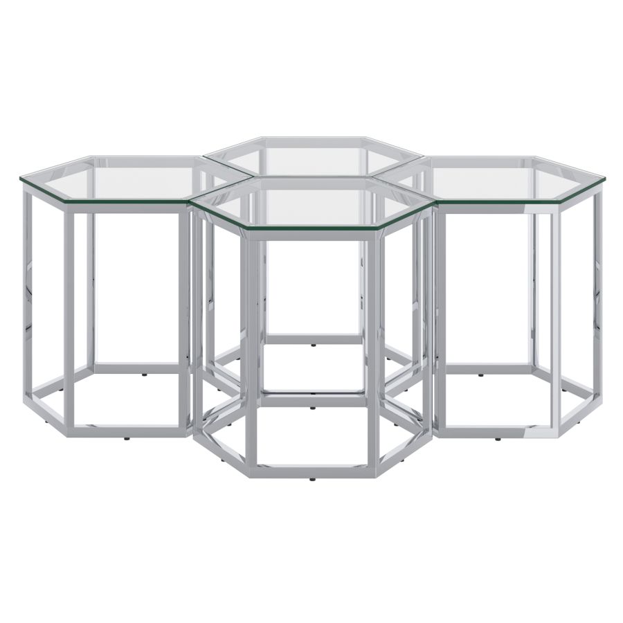 Fleur 4pc Accent Table Set in Silver 501-635CH-4