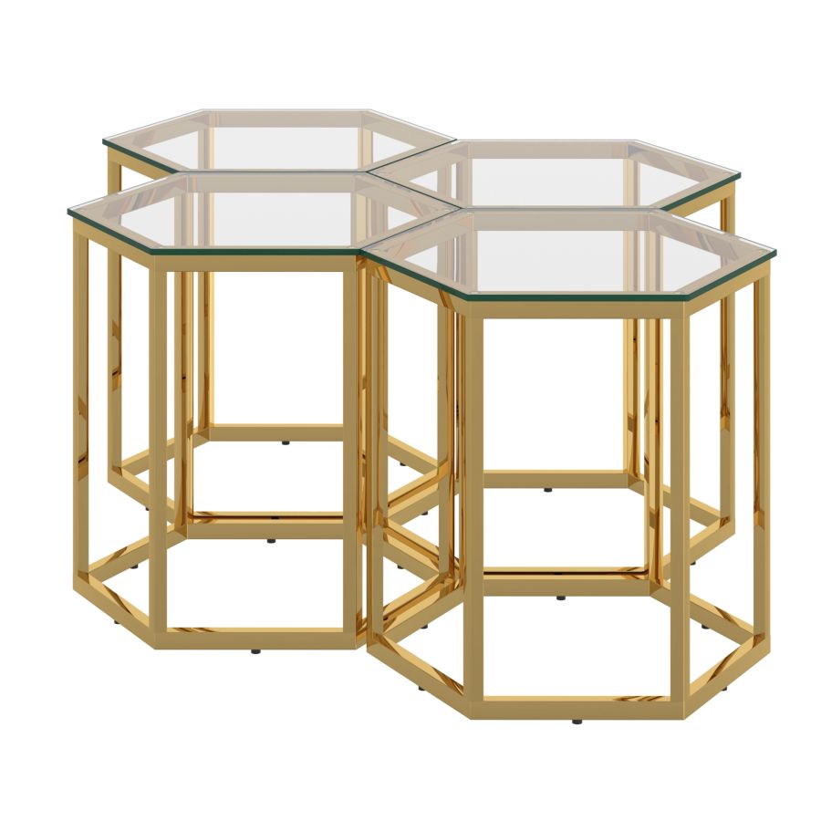 Fleur 4pc Accent Table Set in Gold 501-635GL-4