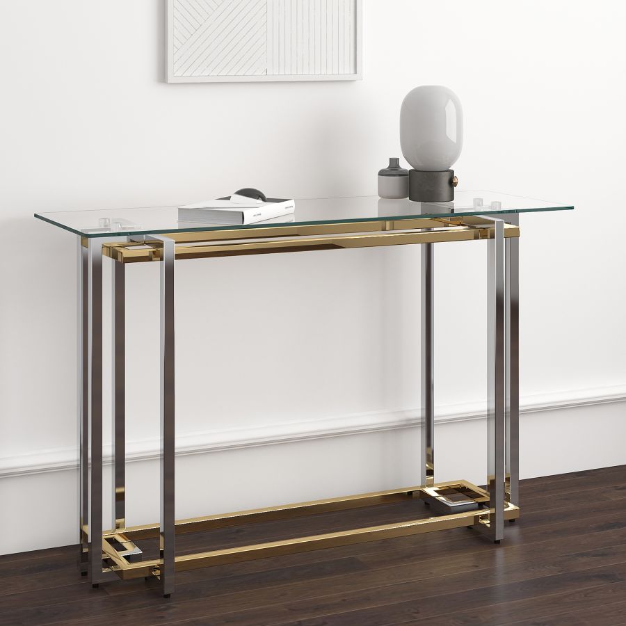 Florina Console Table in Silver and Gold 502-561CH