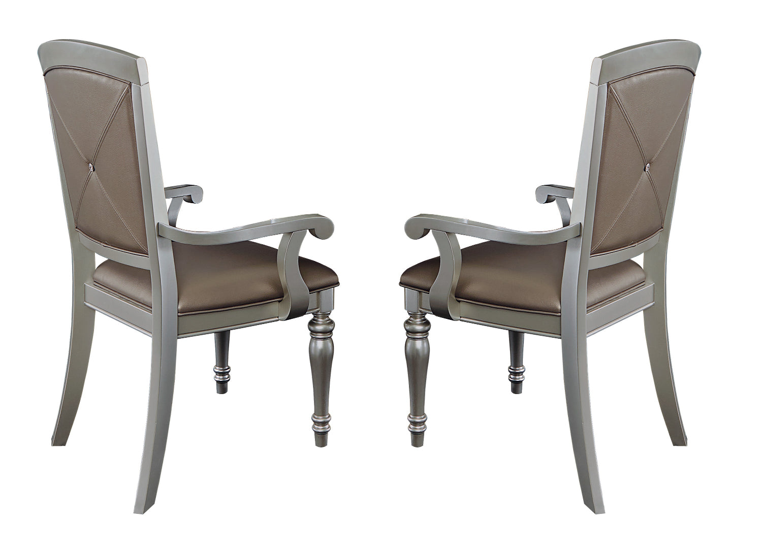 Silver dining arm chair