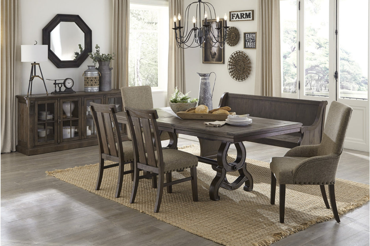 Brown Wooden Dining Table Set