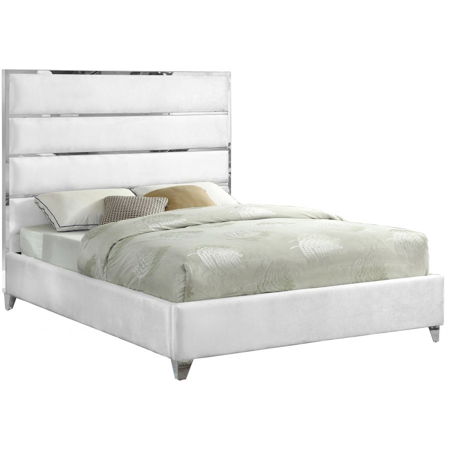 Cream Velvet King Bed 5882