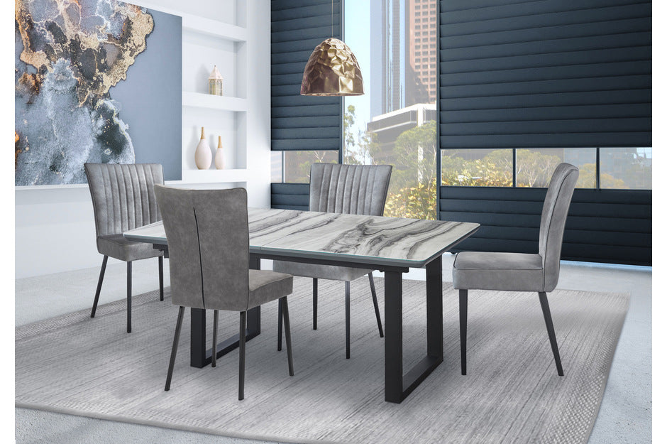 Marble dining table cheap and 6 chairs dfs