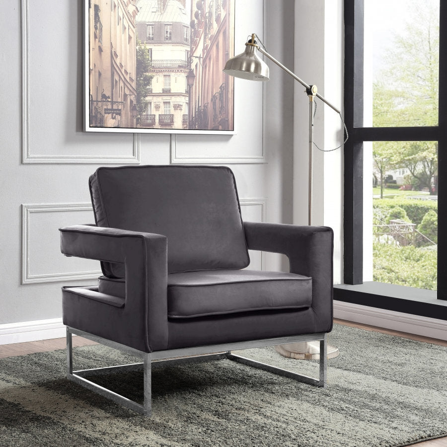 Grey Velvet Accent Chair IF 6850