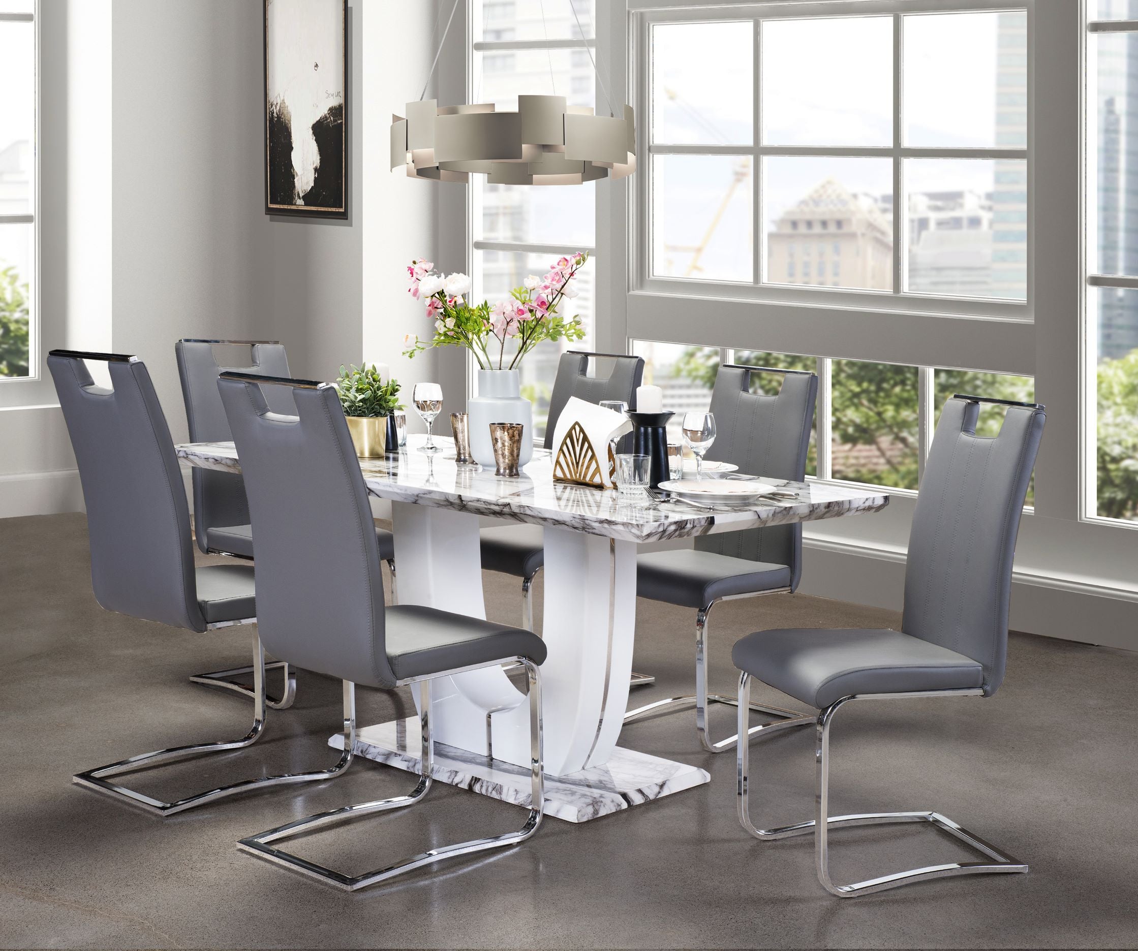Felix Dining Table with Baxter Grey Chair Dining Collection 7409/738S4
