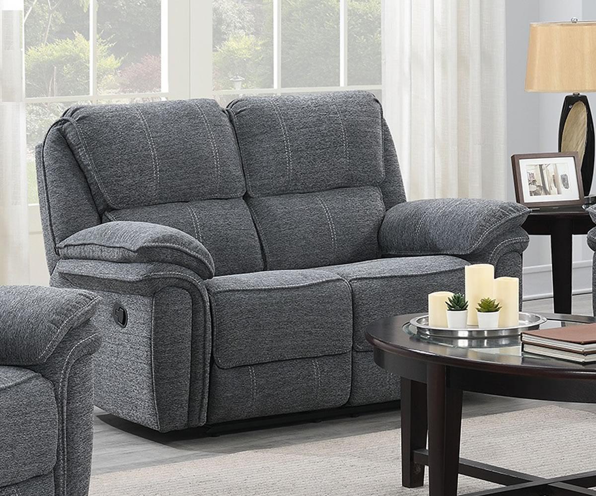 Gray fabric reclining sofa hot sale