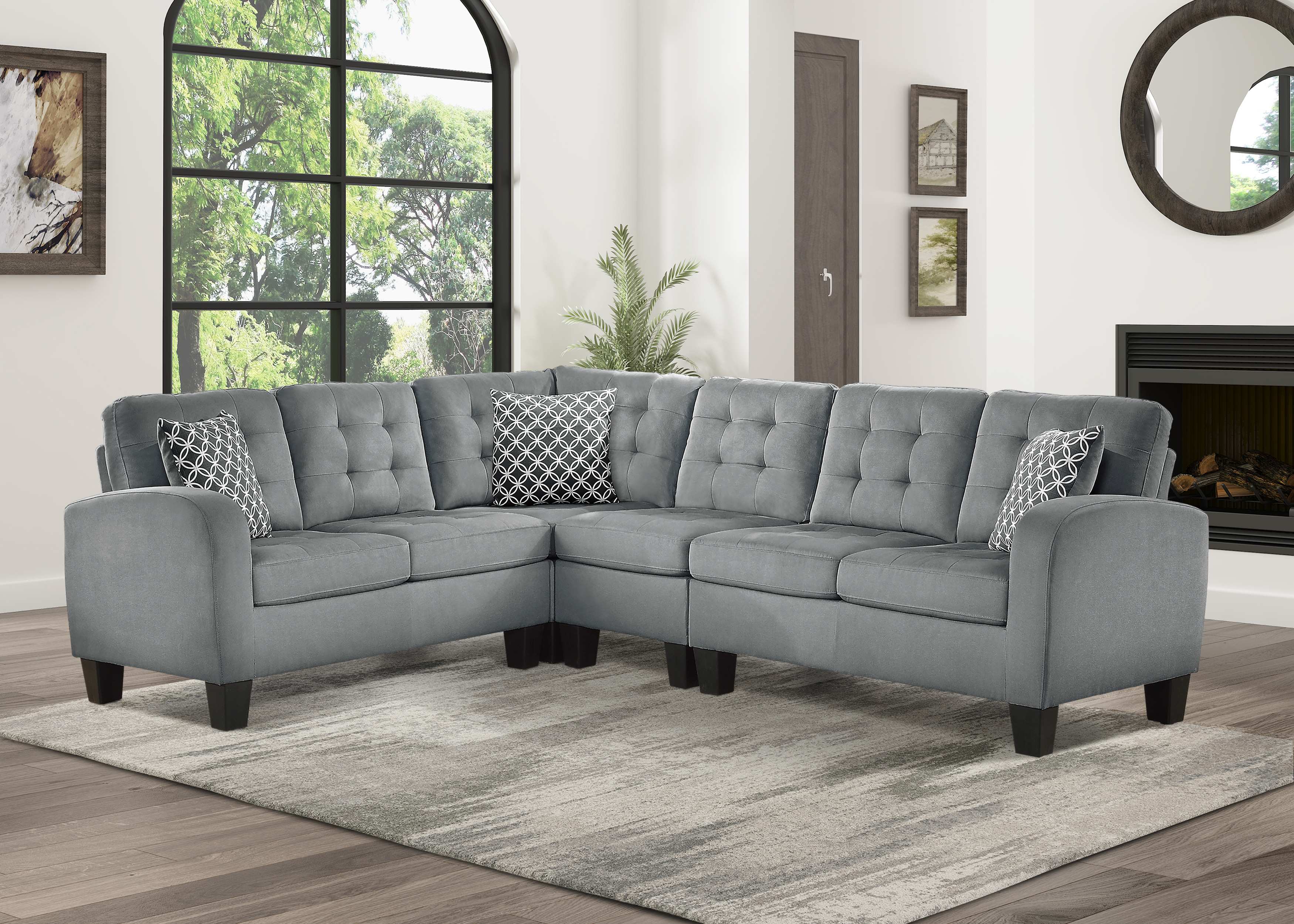 Sinclair Reversible Sectional Sofa Gray 8202