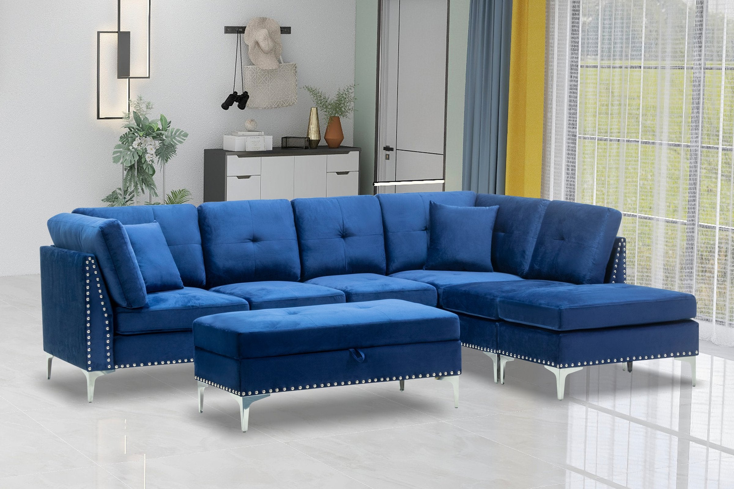 Cynthia Reversible Sectional Sofa - Blue 82301B