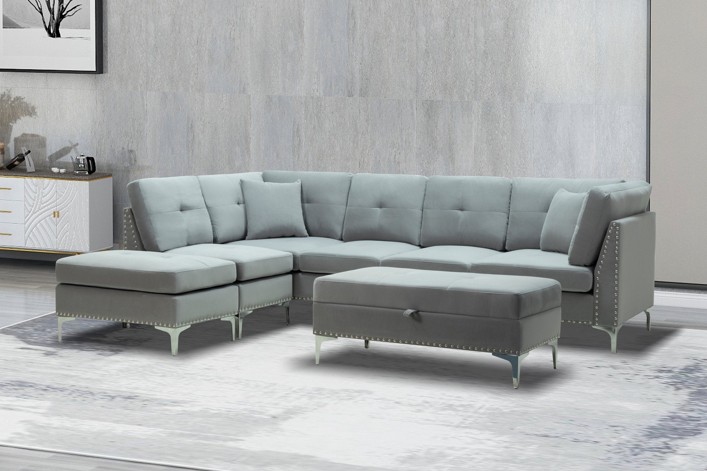 Cynthia Reversible Sectional Sofa - Grey 82301G