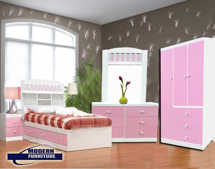Canadian Made Kids Bedroom Set White & Pink 9000