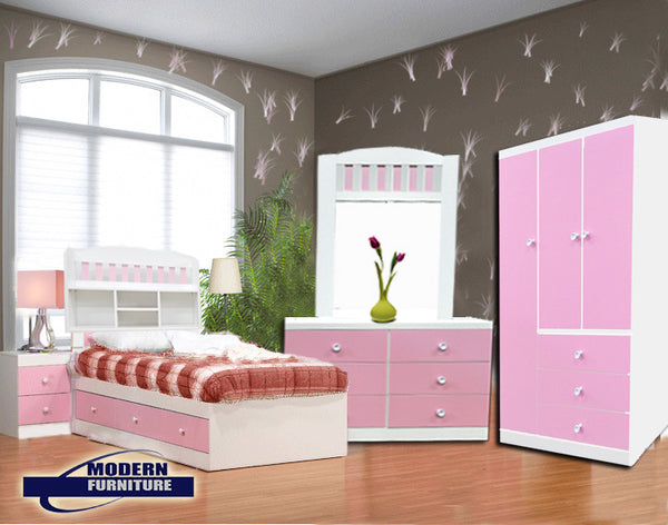 Canadian Made Kids Bedroom Set White Pink 9000