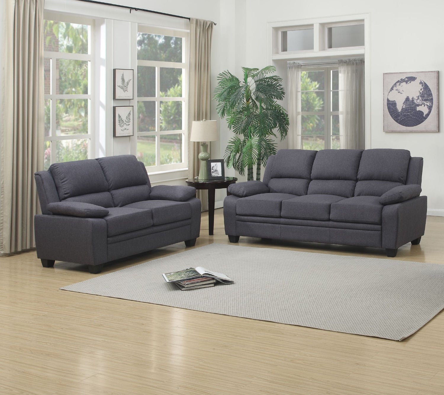Grey Fabric Sofa Set