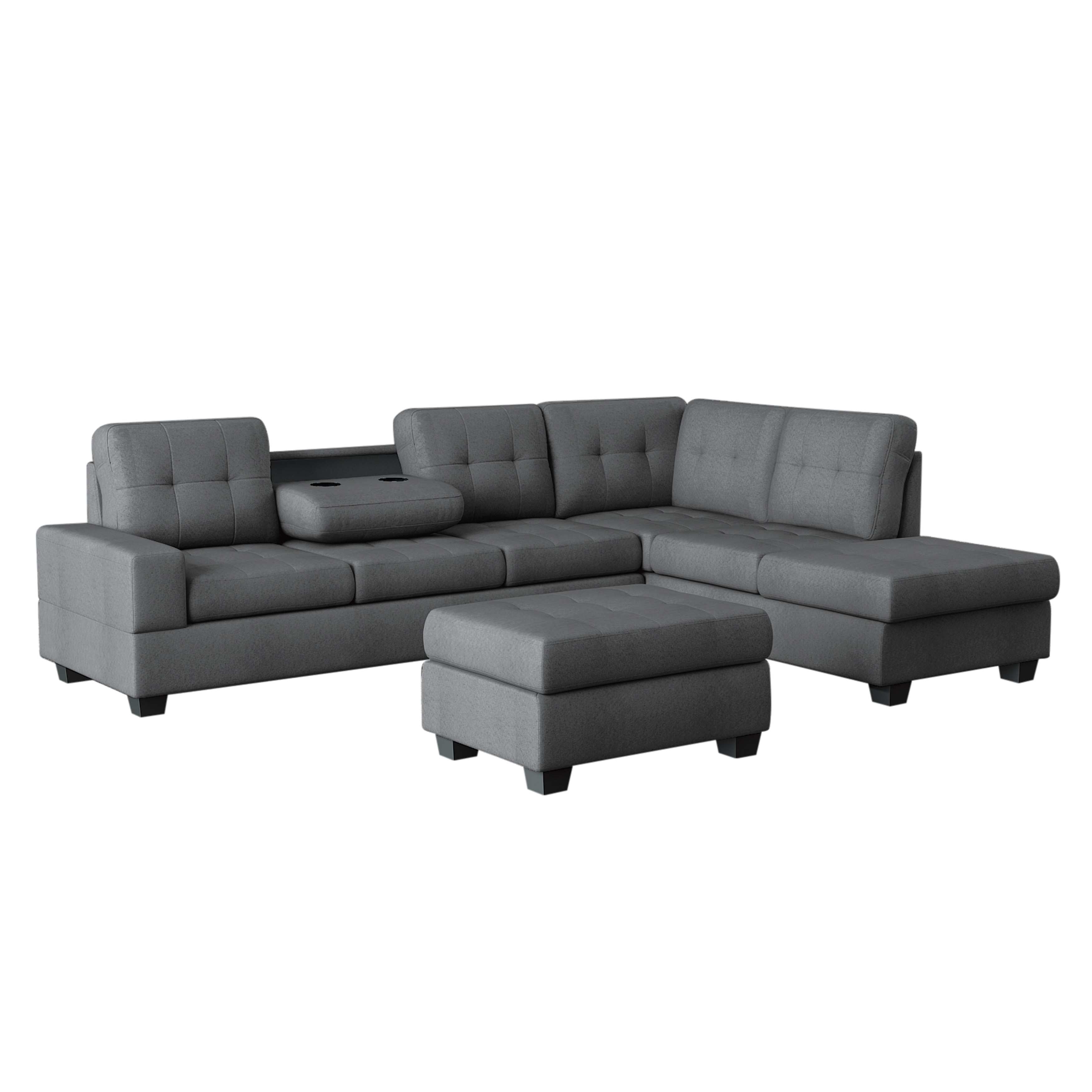 Maston Reversible Sectional Sofa Collection Dark Grey 9507